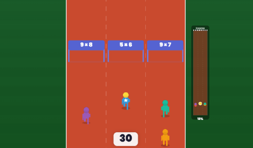 Jeu de course avec tables de multiplication