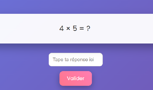 Jeu de quiz sur les tables de multiplication